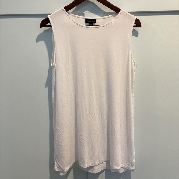 J. Jill Tank Top Womens Small Wearever Collection White Tunic Side Slits Stretch - Picture 1 of 11